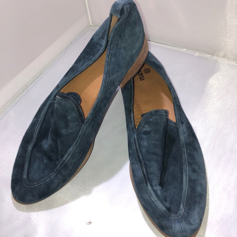 Susina Navy Blue Suede Pointed Toe Loafers Smoking Flats Size 7M